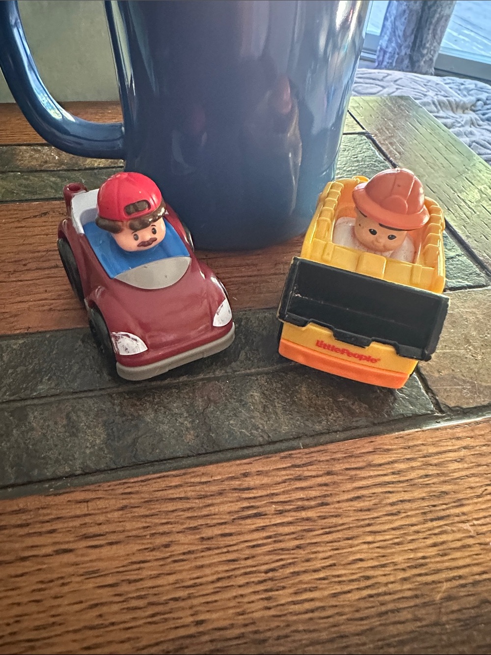Fisher-Price Red Car with Driver & Yellow Dump Truck with Figure